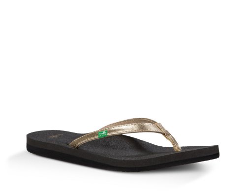 Női Strandpapucs - Sanuk Yoga Joy Metallic - Sanuk Fekete / Arany Cipő PUVTMO493